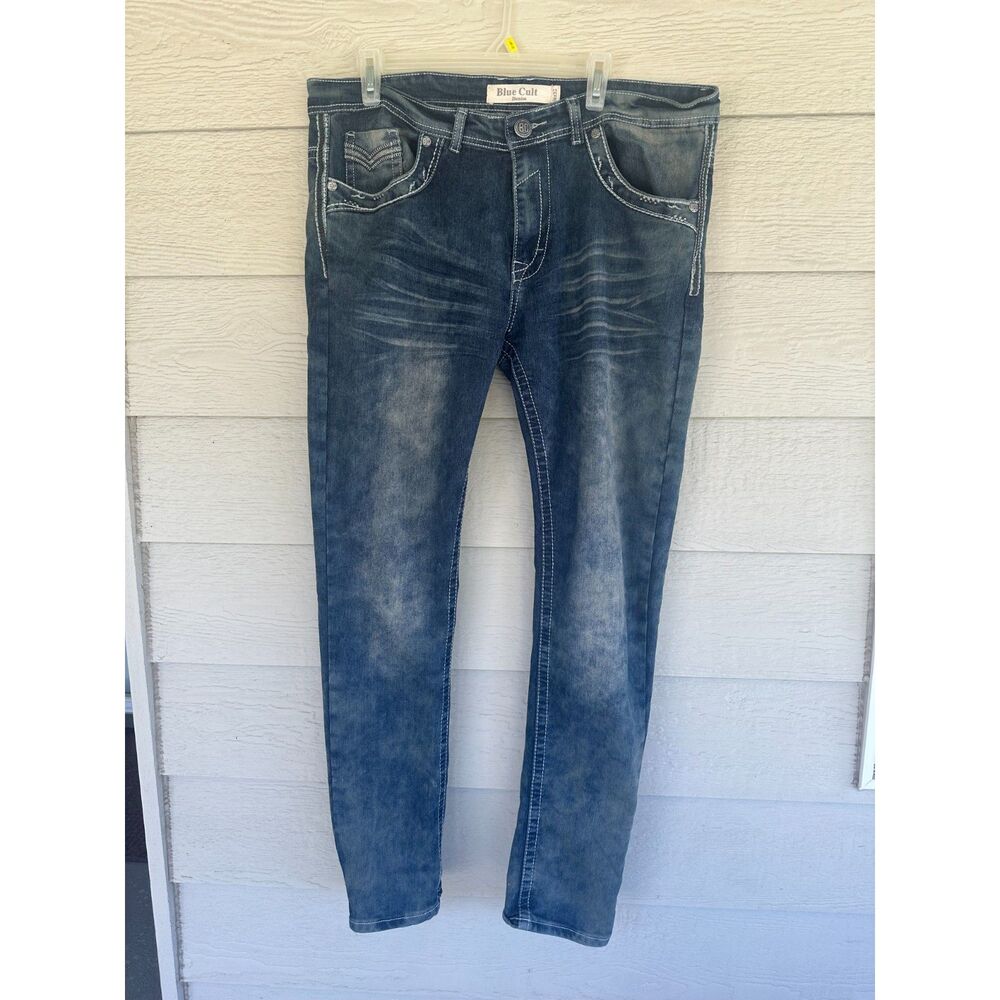 Blue Cult Denim Men's Thick Stitch Flap Pocket Jeans 36x32